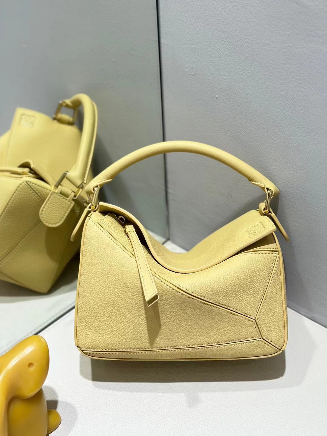 Loewe Small Puzzle Bag in Soft Grained Calfskin Yellow